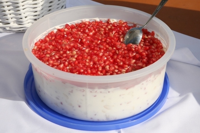 Greek food: Pomegranates and natural yoghurt